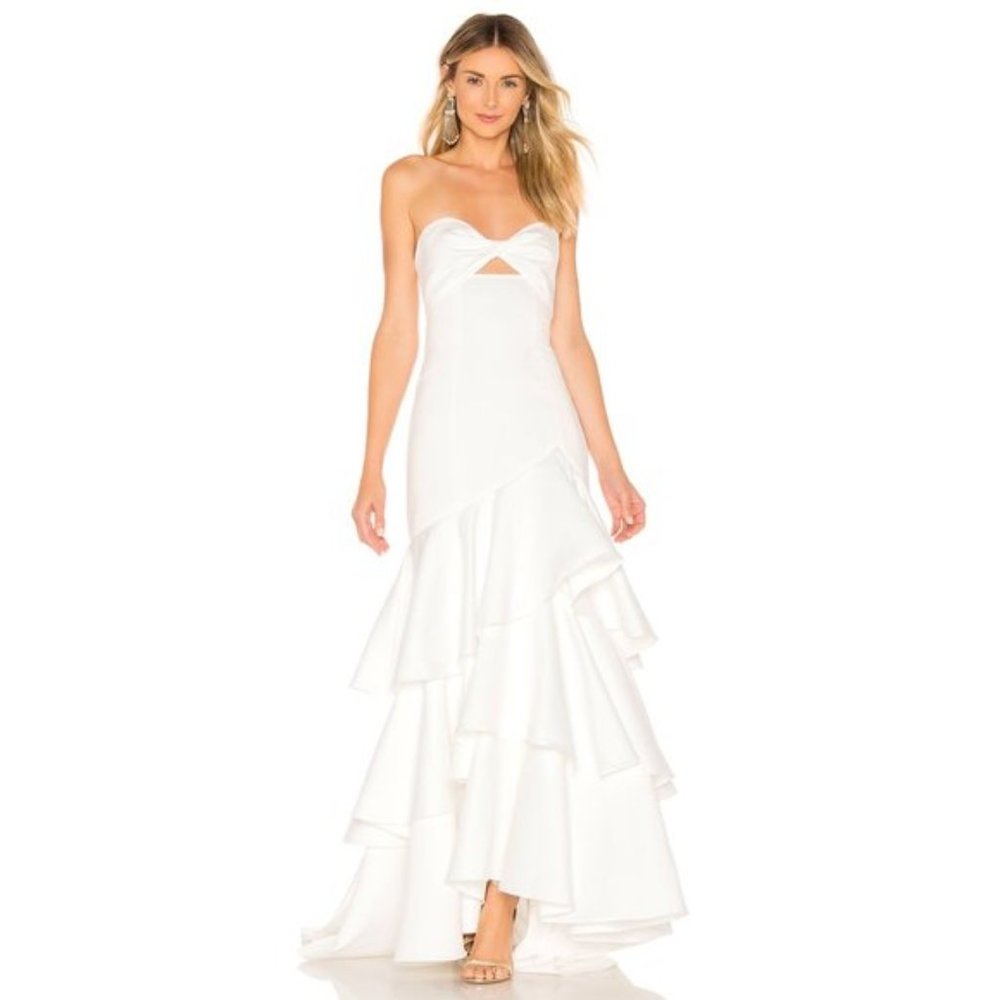 Jay Godfrey Harvey Gown Strapless Sweetheart Cut Out Dress Light Ivory White